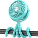 AMACOOL Baby Stroller Fan 20H Work Time Battery Powered Clip on Fan with Flexible Tripod for Car Seat Crib Bike Treadmill (Lake Blue)