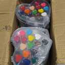 ARTLYMERS 24Pack Watercolor Paint Set, 16Colors Heart Water Color Paint Sets for Kids with Paintbrush Washable, Valentines Gifts Art Supplies for Preschool Classroom Party Favor Prizes Exchange