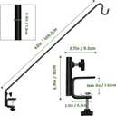 ERYTLLY Heavy Duty Deck Hook, Extensible and Adjustable Deck Hook with 2" Non Slip Horizontal Clamp for Hanging Bird Feeder, Plants, Suet Baskets,Wind Chimes,Lanterns and More