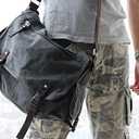 [Upgraded] Vintage Canvas Messenger Bag 13 15.6 17 inches Large Book Laptop Shoulder Bag Women Men New (Black, X-Large)