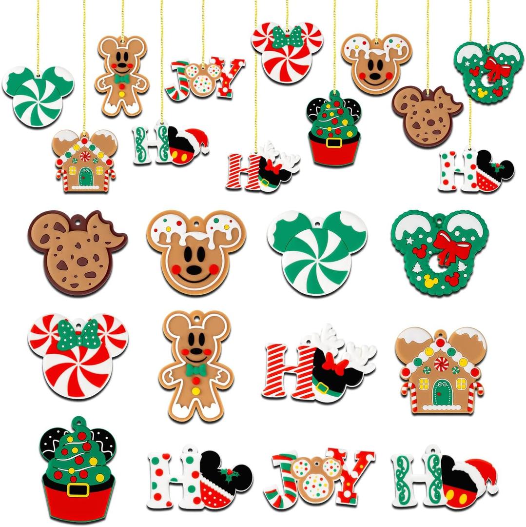 12pcs Christmas Tree Decorations Ornaments, Xmas Mouse Peppermint Candy Silicone Ornaments Hanging Pendant with Ropes for Christmas Tree Winter Holiday Party Crafts Stocking Stuffers Wreath Decor (Green)