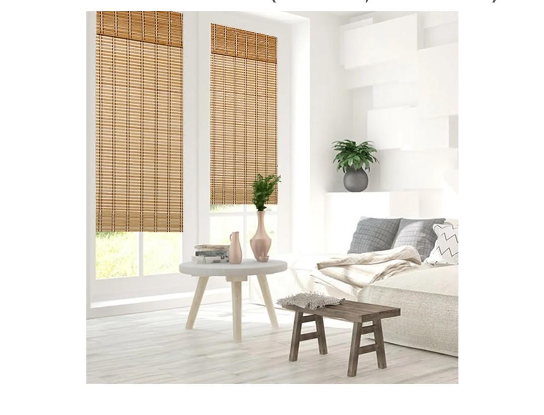 THY COLLECTIBLES Cordless Bamboo Roman Window Blind Sun Shade, Light Filtering Roman Shades with 8" Valance