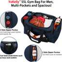 Gym Bag 22 inch Sport Duffle Bag for Men, Navy Blue | 55L, Large Capacity, Multi Pockets, Weekender, Travel, 22"×12"×13"