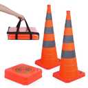 BATTIFE [2 Pack] 36 Inch Collapsible Traffic Safety Cones, Orange Cones, Multi Purpose Pop-up Cones with Reflective Collar, for Road Parking, Driving Practice (36inch)
