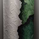 Hand-Painted Green White Texture Oil Painting Modern Abstract Canvas Wall Art Minimalist Color Block Artwork Home Decoration 20x40 Inches