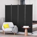 C-Hopetree 4 Panels Room Divider, 6 Ft Tall Indoor Folding Privacy Screen, Portable Partition Separator, Freestanding Separation Temporary Wall for Office, Bedroom, 80" W X 71" H, Black