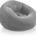 Realspring Inflatable Bean Bag Chairs for Adult Blow up Chairs Lazy Sofa Folding Portable Inflatable Chair for Movie Outdoor Room Bedroom Reading Camping(Grey), 39.37 x 21.65 x 11.02 inches