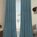 SMILETIME Sky Blue Velvet Curtains with Rod Pocket Thermal Insulated Soft Privacy Room Darkening Velvet Drapes for Bedroom and Living Room, Set of 2 Panels, 52 x 96 Inches Long