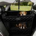 Dog Car Seat, Waterproof Pet Car Back Seat for Large Medium Dogs, Carseat for Dogs with Hard Bottom, Foldable Dog Carseat for Cars, Trucks and SUVs (Black, L)