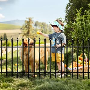 Thealyn Metal Garden Fence 24 inch H x 24 inch W (10 Panels, Total Length 20 ft) Decorative Fence Border Fence Landscape Fencing for Dog, Flower Bed, Yard, Animal Barrier (Black)