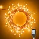 Minetom Fairy Lights Plug in, 10Feet 200 Led Cluster Lights Waterproof Starry String Lights for Ceiling Bedroom Wreath Window Wedding Christmas Tree Decoration, Warm White