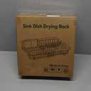 Small Expandable Over The Sink Dish Drying Rack Drainer In Stainless Steel Metal For Kitchen, Counter Space Saving Compact Above Plate Dryer Strainer, Adjustable Hanging Inside Sink Wire Drain Holder (Silver)