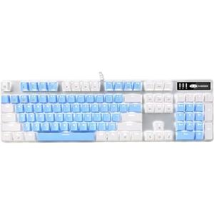 MageGee Mechanical Gaming Keyboard, New Upgraded Blue Switch 104 Keys White Backlit Keyboards, USB Wired Mechanical Computer Keyboard for Laptop, Desktop, PC Gamers(White & Blue)