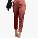 heipeiwa Women's Satin Pants Dress Casual Pleated Pull on High Waist Pants Baggy Front Tapered Trouser. Size Large
