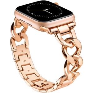 Watch Bands for Women Compatible with Apple Watch 38mm 40mm 41mm 42mm 44mm 45mm 46mm 49mm Metal Band Cowboy Steel Chain Bracelet for iWatch Series 11 10 9 8 7 6 5 4 SE 3/2/1 Women Dressy Watch Band