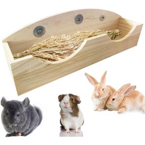 Hamiledyi Rabbit Hay Feeder, Bunny Hay Feeder Rack,Bunny Food Manger Wooden Hay Manger Rack Rabbit Hay Holder Feeders Grass Holder for Guinea Pig Chinchilla Hamster