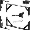 GoldOrcle Corner Brace Bracket Anti Sag Gate Frame Hardware Kit for Wooden Fence with Latch