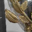 Gold Oval Decorative Mirror, 18x24 Inch Metal Frame Ornate Flower Leaves Modern Wall Mirror for Living Room, Bedroom, Entryway, Dresser, Bathroom