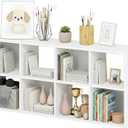 8-Cube Storage Organizer, White Bookshelf with Open Compartments for Home Office, Modern Bookcase Display Shelf for Living Room, Bedroom & Entryway