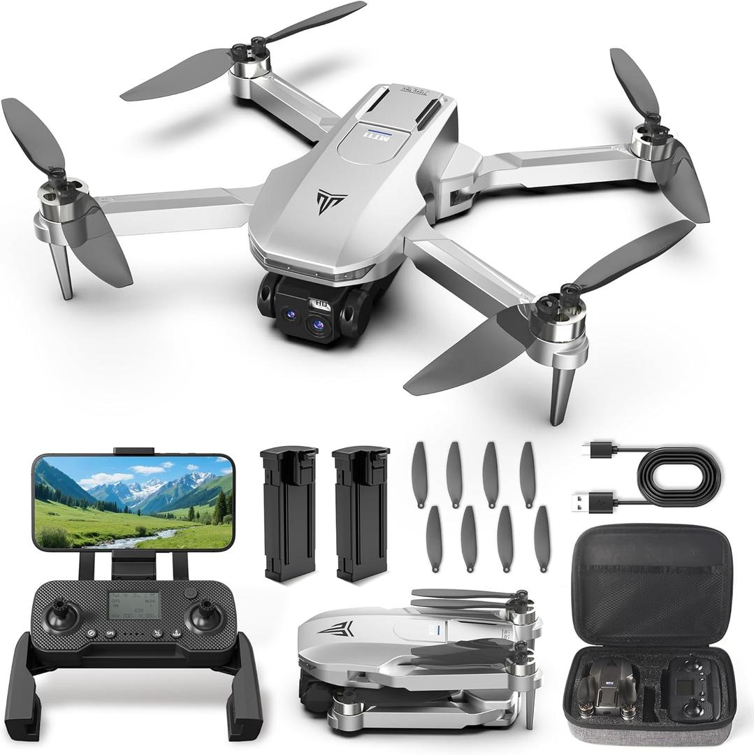GPS Drone with Dual 2K QHD Cameras for Beginners, Adults & Kids, Brushless Motor with WiFi FPV, Under 249g, 90° Adjustable Lens, Optical Flow, Auto Return, 5G Transmission, Gesture Photos, Altitude Hold, 40-Min Flight, Foldable — RC Quadcopter Gift