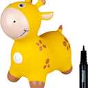 Waddle Bouncy Animal Hopper - Inflatable Hopping Animals, Indoors and Outdoors Fun, Pump Included, Riding Toys for Boys and Girls Ages 2 Years and Up, Yellow Giraffe