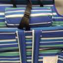 Yestomo Beach Chairs for Adults Heavy Duty, Compact Portable Lay Flat Folding Chair with Backpack Straps and Large Cooler Pouch, Support to 350LBS (Stripes_Blue&Cyan), 12.6" X 20.5" X 26.5"