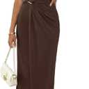 Valiamcep Womens Summer Mock Neck Ruched Bodycon Dress Sleeveless Elegant Cocktail Club Party Long Midi Dresses, Small