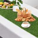Kesfey Grass Table Runner 12 x 108 Inch Artificial Grass Carpet Rug Green Synthetic Table Runners Thickly Fake Grass Table Runner for Family Christmas Tabletop Decor Golf Party Decorations Baby Shower