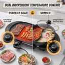 27" Hot Pot with Grill Electric BBQ Grill Combo, 2200W Indoor Korean BBQ Grill with Dual Temperature Control, Large Shabu Shabu Pot, Nonstick Tabletop Grill for 2-12 People, 110V