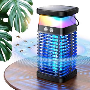 Bug Zapper Outdoor Indoor Mosquito Zapper Solar Fly Zapper Rechargeable Electric Mosquito Killer IP68 Waterproof Insect Fly Trap Plug in with RGB Light & Reading Lamp for Patio Camping Home Backyard (Black) Bug Zapper Outdoor Indoor Mosquito Zapper Solar Fly Zapper Rechargeable Electric Mosquito Killer IP68 Waterproof Insect Fly Trap Plug in with RGB Light & Reading Lamp for Patio Camping Home Backyard (Black)