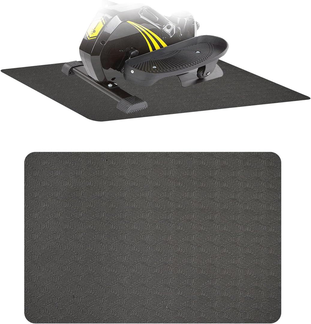 Non-Slip Workout Mat for Under Desk Ellipticals, Thicker & Quieter,23.6x17.7x0.2", Suitable for Ellipse Leg Exerciser, Foot & Leg Pedal Exerciser for Seniors Fitness, Floor Protection ,Enhanced Stability, Black