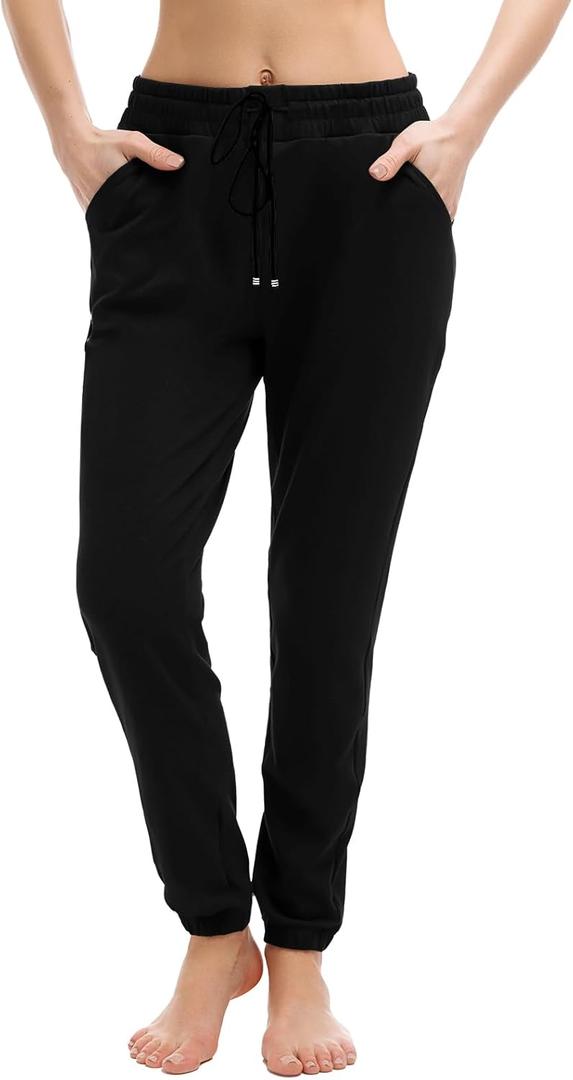 Walifrey Womens Joggers with Pockets, Drawstring Sweatpants Women for Lounging Jogging Gym and Workout Black, 1 Pack Black S