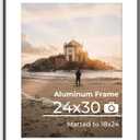Acovy 24x30 Aluminum Picture Frame - with Mat for 18x24 Photo or Without Mat for 24 x 30 Photo, Metal Poster Frame with High Definition Plexiglass, Wall Mounting or Tabletop Display, Black, Set of 1