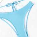 COZYEASE Women's 2 Piece Bikini Set Triangle Halter Tie Back Bathing Suit Set Shell Backless High Cut Swimsuit (Blue, L)