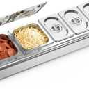 onlyfire Pizza Topping Station, Stainless Steel Removable Ingredient Seasoning Containers, Condiment Serving Container Pizza Oven Accessories for Grill Table Cart, Kitchen and Outdoor Pizza Oven