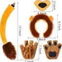5 PCS Funny Lion Headband, Soft Lion Ears and Tail Set-Lion Headband Nose Tail Paw Gloves, for Adults and Kids, Cosplay, Party, Halloween Costume Accessories Yellow