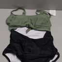 Eomenie Women's One Piece Swimsuit Tummy Control Slimming Bathing Suit Cutout Tie Knot Swimwear (Army Green, Black) S