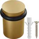 NYCO - Floor Door Stopper Chrome Door Stop - Classy Solid Steel Modern Heavy Duty Door Stoppers - Floor Mount Anchor Screw - Wall Protector for Commercial Door (1.5 Inch Satin Brass)