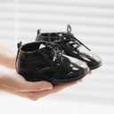 Meckior Infant Baby Boys Girls Classic PU Leather Wedding Loafers Brogue Toddler Oxford Dress Shoes First Steps Walking Flat Lazy Crib Shoe, 3