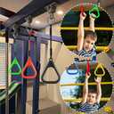 PELLOR Gymnastic Ring, Ninja Rings, Monkey Bars Adjustable Children's Home Gym Equipment, Pull Up Rings Sets for Workout Bodyweight Fitness Training