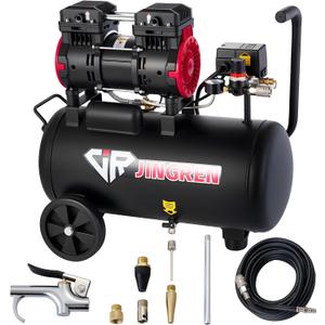 8 Gallon Ultra Quiet Air Compressor, Steel Tank 2HP 4.2CFM, Max 120 PSI Oil-Free Air Compressor Tank, 68dB for Car Repair, Spray Painting, Woodwork Nailing（With Accessories Kit）