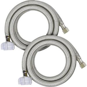 HIGHCRAFT 2-Pack 24 Inch Flexible Toilet Water Supply Line Braided Stainless Steel Toilet Hose Connector 3/8 Inch Compression x 7/8 Inch Ballcock Plastic Nut