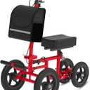 All Terrain Knee Scooter for Adults, Foldable Rolling Knee Scooter with DIY Stickers & Shock Absorber, Steerable Knee Walker for Broken Foot, Ankle Injuries & Surgery, Better Crutch Alternative