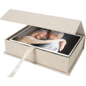 4x6 Linen Photo Storage Box - Ideal for Preserving and Organizing Your Precious Photos, Certificates, Scrapbooking Supplies, Keepsakes, and Jewelry Beige
