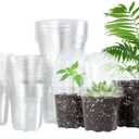 Bonviee 36 Packs 3.5/4/5 Inch Clear Nursery Pots with Humidity Domes, Variety Sizes Seed Starting Pots with Drainage Holes, Transparent Garden Containers for Succulents, Flowers and Cactus-Clear
