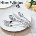 KINGSTONE Hammered Silverware Set, Flatware Set with Serving Utensils, 18/10 Stainless Steel Premium Cutlery with Unique Ripple Handles Design Mirror Polished - Dishwasher Safe (65-Piece)