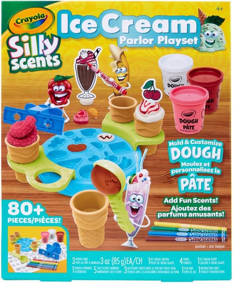 Crayola Silly Scents Ice Cream Toy, Kids Modeling Dough, Play Food Toy with Scented Markers, Gifts 4+