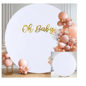 7.2 FT White Round Backdrop Cover for 5 to 7.2ft Circle Stand - Adjustable Polyester Arch Backdrop Cover for Wedding Arch Birthday Party Photography Decoration