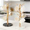 Bamboo Mug Holder, Strong 8 Hooks Coffee Mug Holders Tree Stand, Decorative Mug Racks for Counter, Non-Slip Coffee Mug Cup Tree Sturdy Mug Organizer