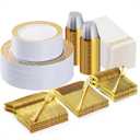 Bestluck 350PCS Gold Plastic Dinnerware Set for 50 Guests, Disposable Plates for Party, Wedding and Dinner, Include 50 Dinner Plates, 50 Dessert Plates, 50 Set Silverware, 50 Cups, 50 Napkins